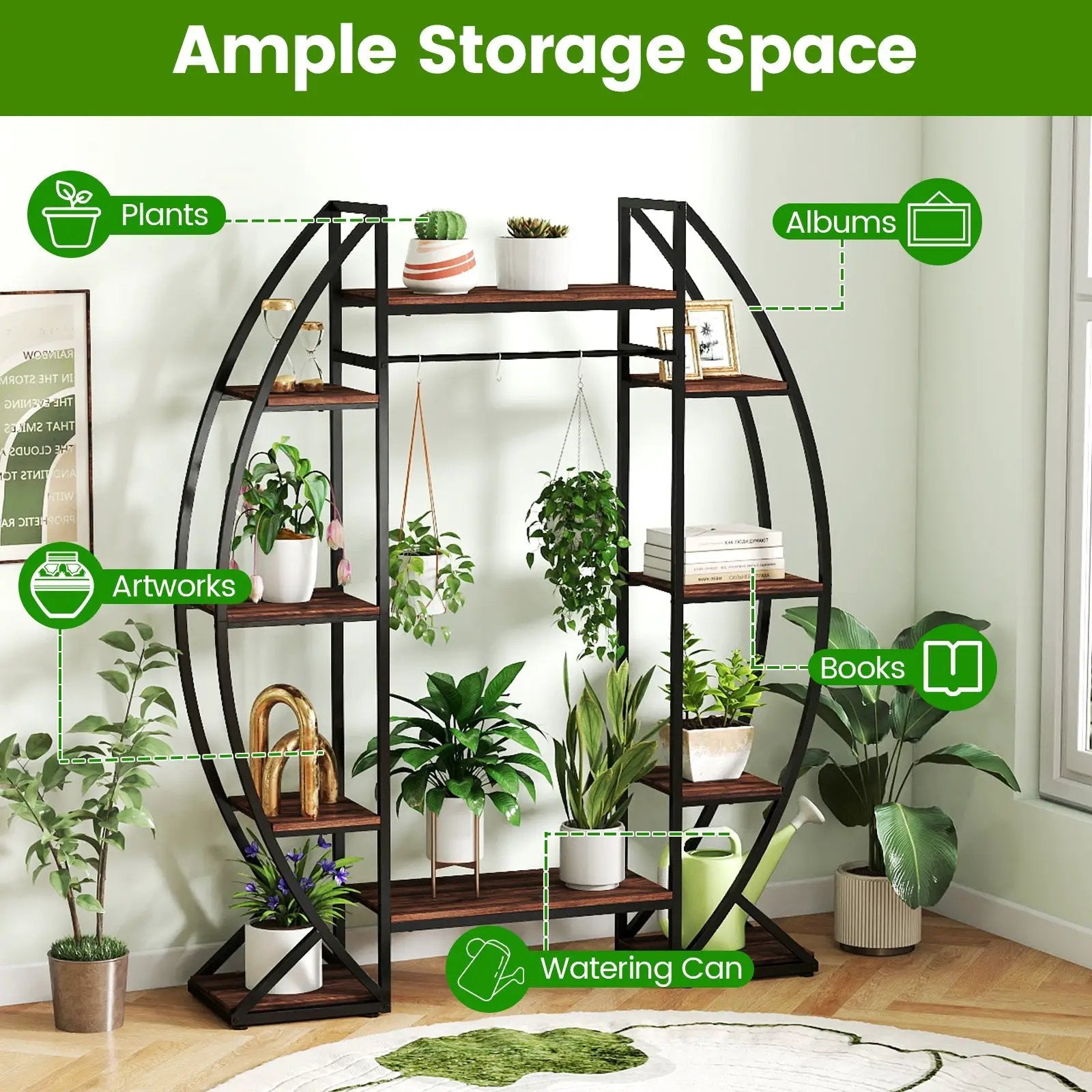 Indoor Plant Stand 63" Tall 10-Tier Corner Metal Plant Shelf Large Flowerpot Holder-Brown by DirectDeals