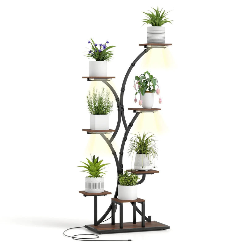Indoor Plant Stand with Grow Lights 58" Tall 8-Tier Corner Metal Plant Shelf by DirectDeals