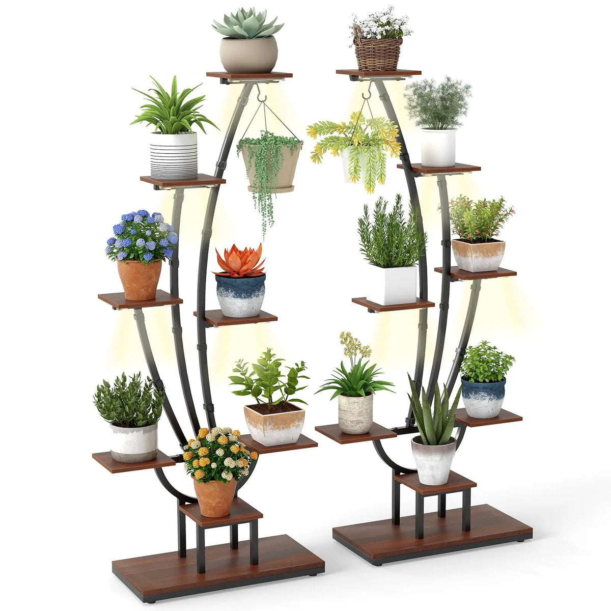 Indoor Plant Stand with Grow Lights Tall 8-Tier Corner Metal Plant Shelf, photo 6 of 16