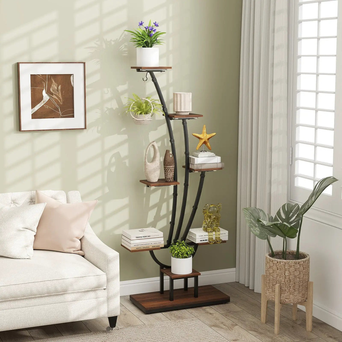 Indoor Plant Stand with Grow Lights Tall 8-Tier Corner Metal Plant Shelf, photo 12 of 16