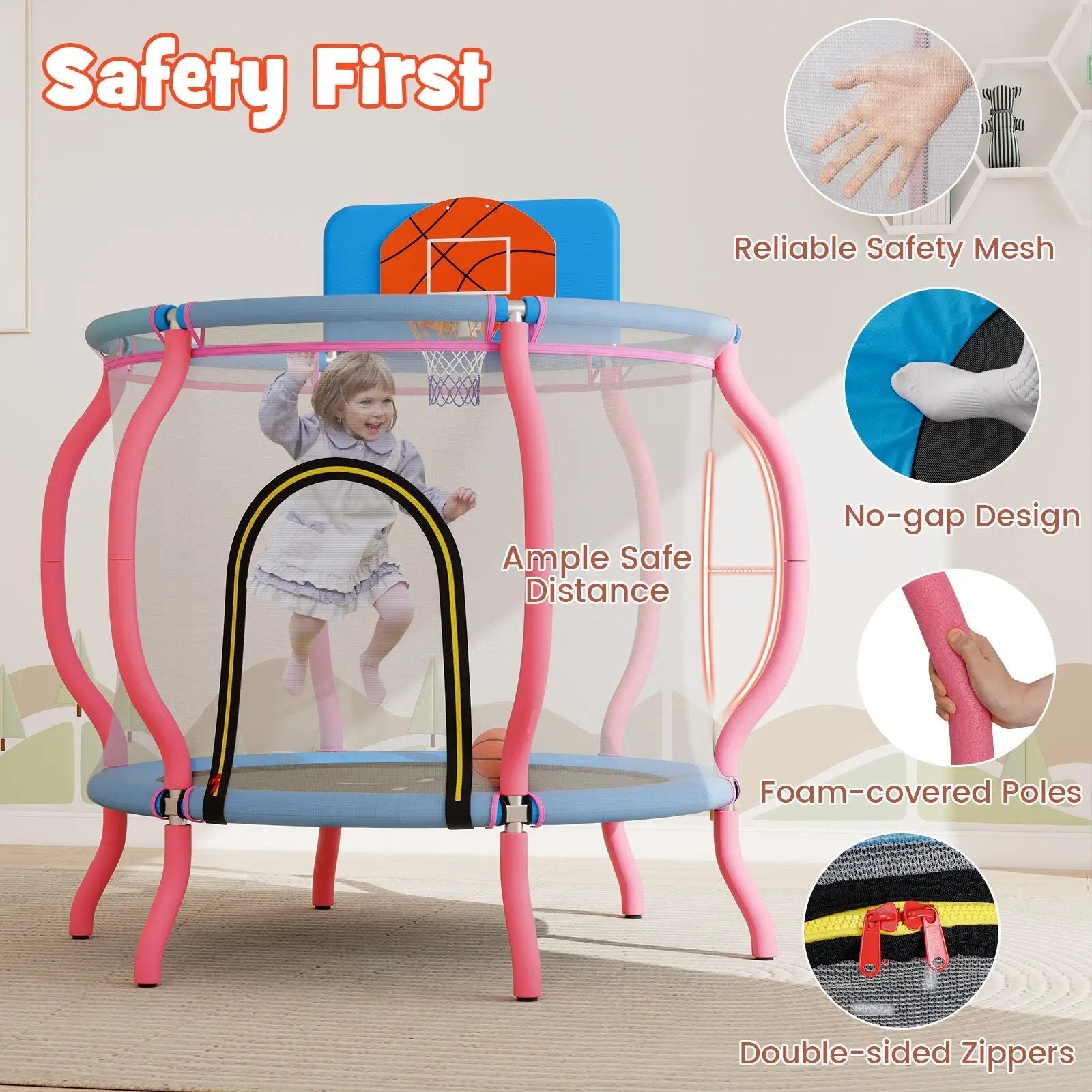 Kids Trampoline Indoor & Outdoor Pumpkin Trampoline-Pink by DirectDeals