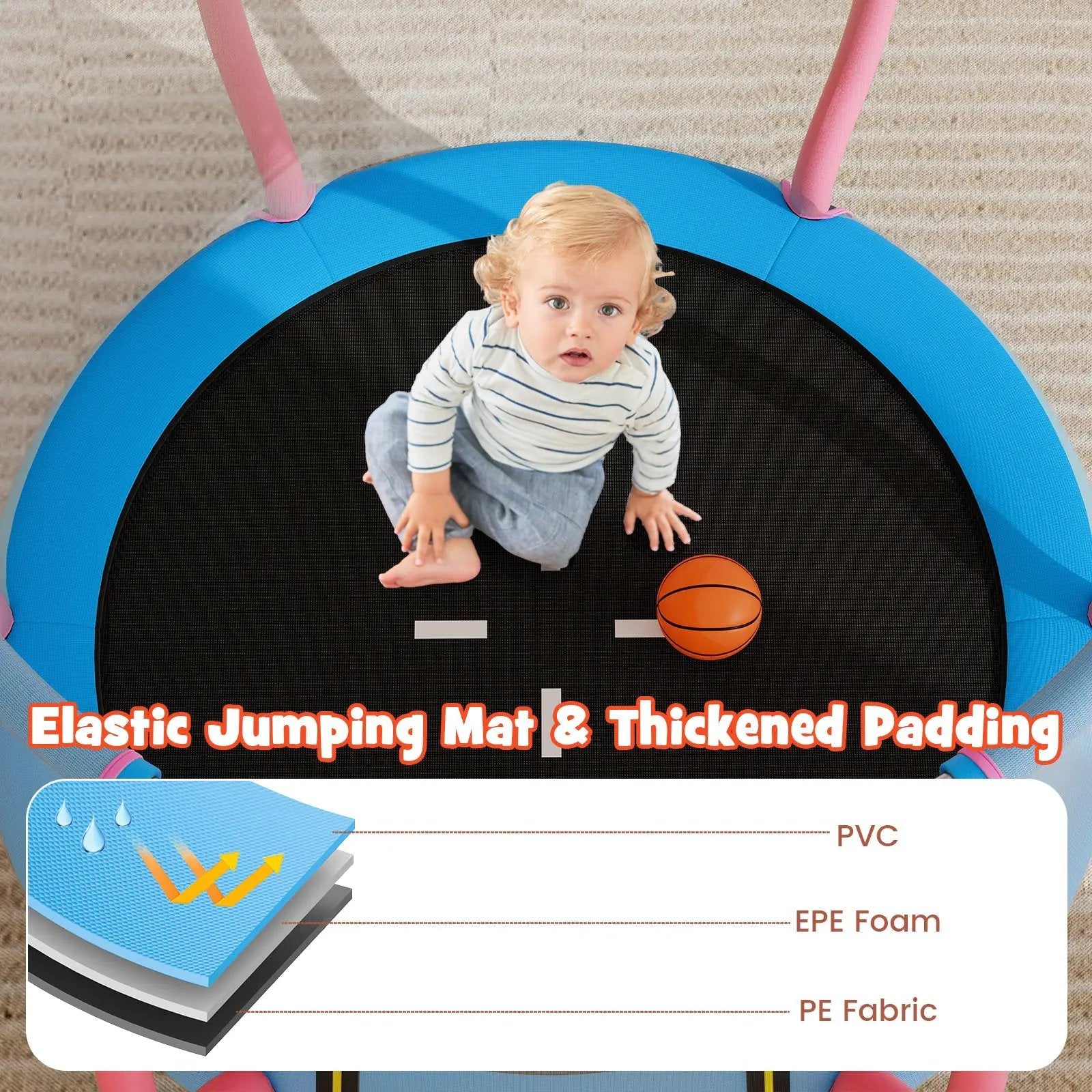 Kids Trampoline Indoor & Outdoor Pumpkin Trampoline-Pink by DirectDeals