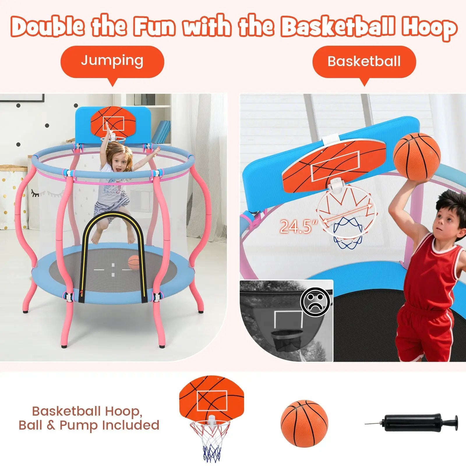 Kids Trampoline Indoor & Outdoor Pumpkin Trampoline-Pink by DirectDeals