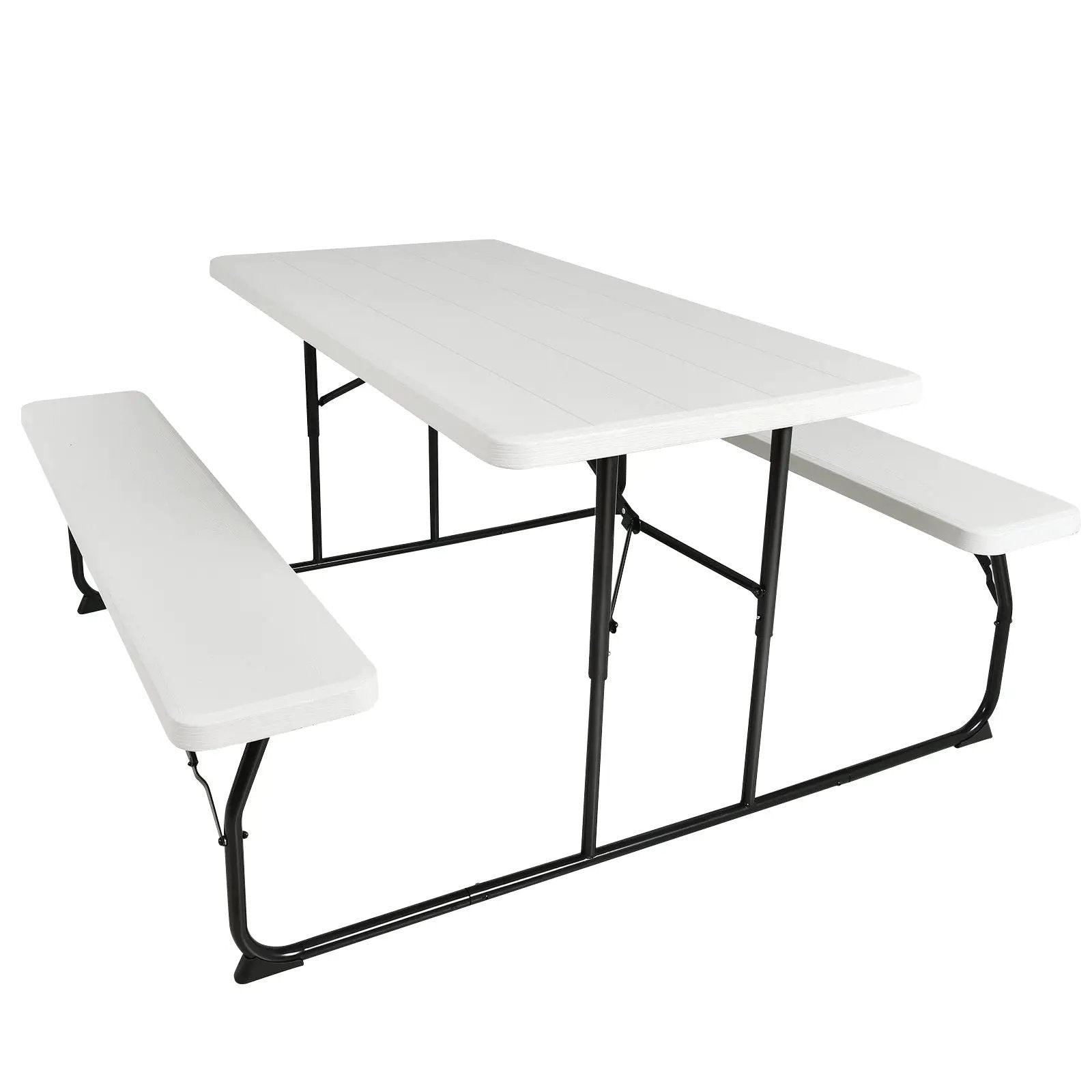 Indoor and Outdoor Folding Picnic Table Bench Set with Wood-like Texture by DirectDeals