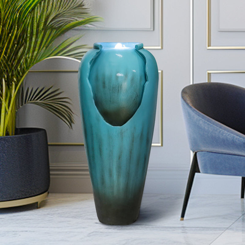 Resin Glazed Cutout Urn Outdoor Water Fountain 30 Inch, photo 4 of 12
