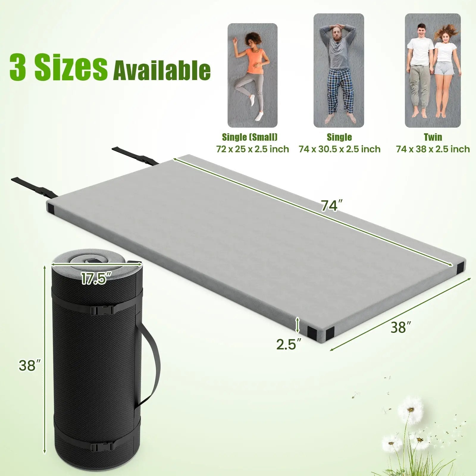Indoor outdoor Sleeping mat with High density foam Cushion and Carrying Bag by DirectDeals