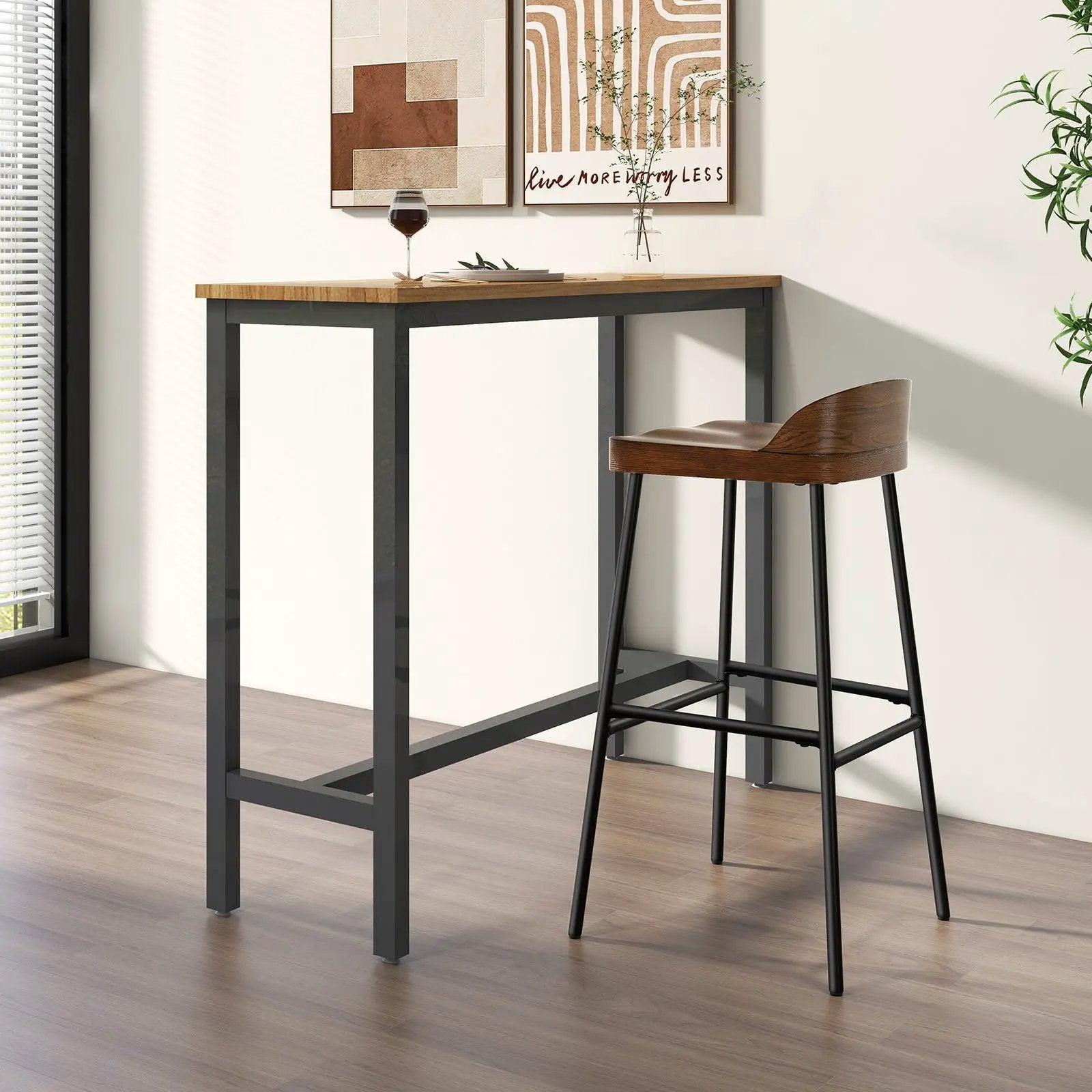 Set of 1/2 29 Inch Industrial Bar Stools with Low Back and Footrests by DirectDeals
