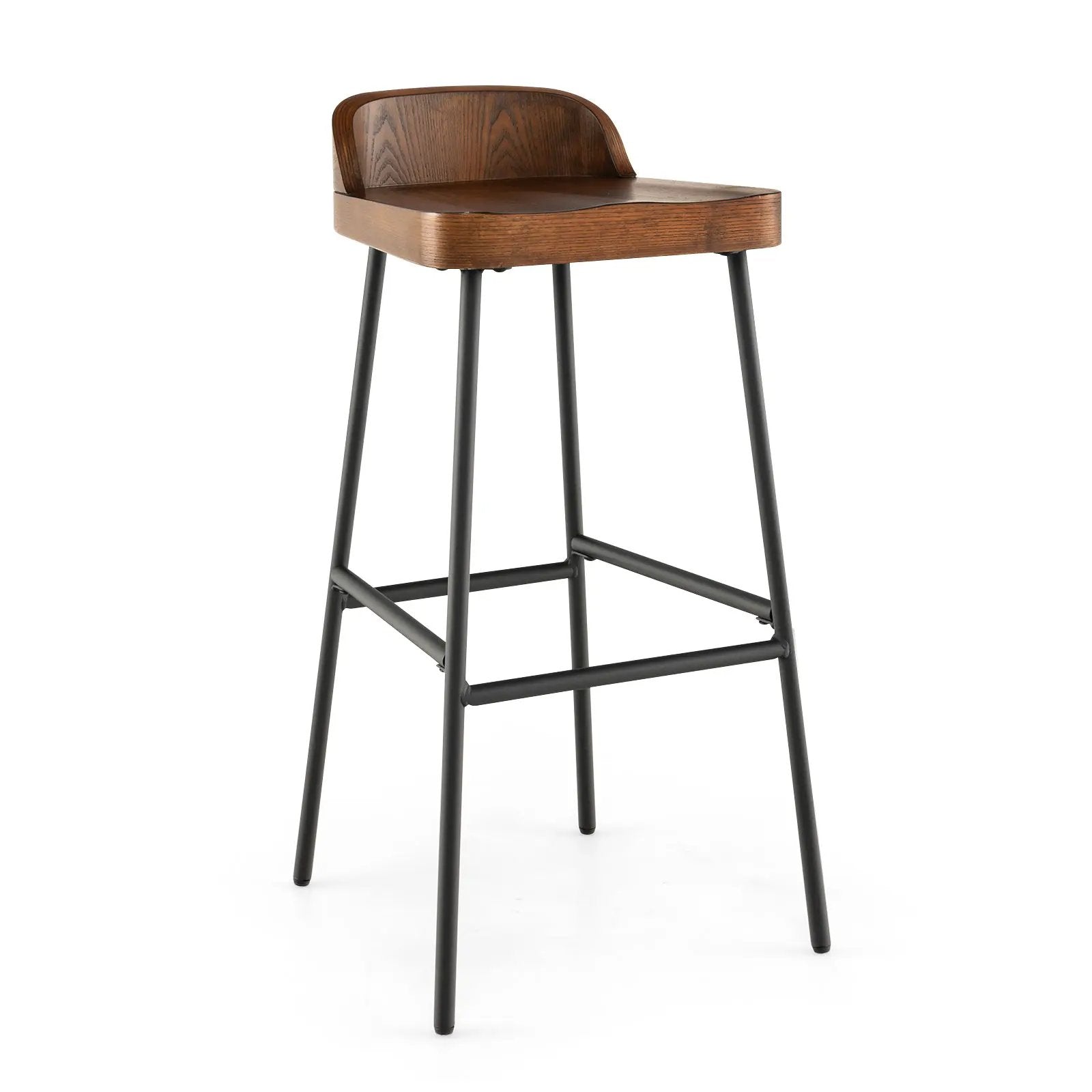 Set of 1/2 29 Inch Industrial Bar Stools with Low Back and Footrests by DirectDeals