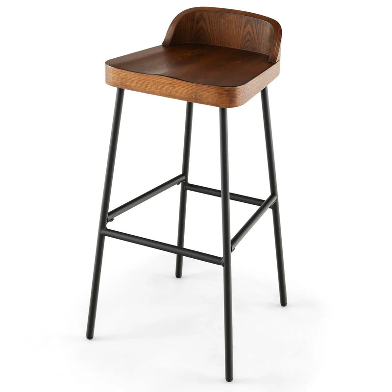 Set of 1/2 29 Inch Industrial Bar Stools with Low Back and Footrests by DirectDeals