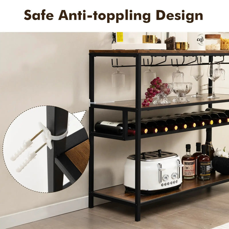 Wine Rack Table With 4 Rows of Glass Holders by DirectDeals