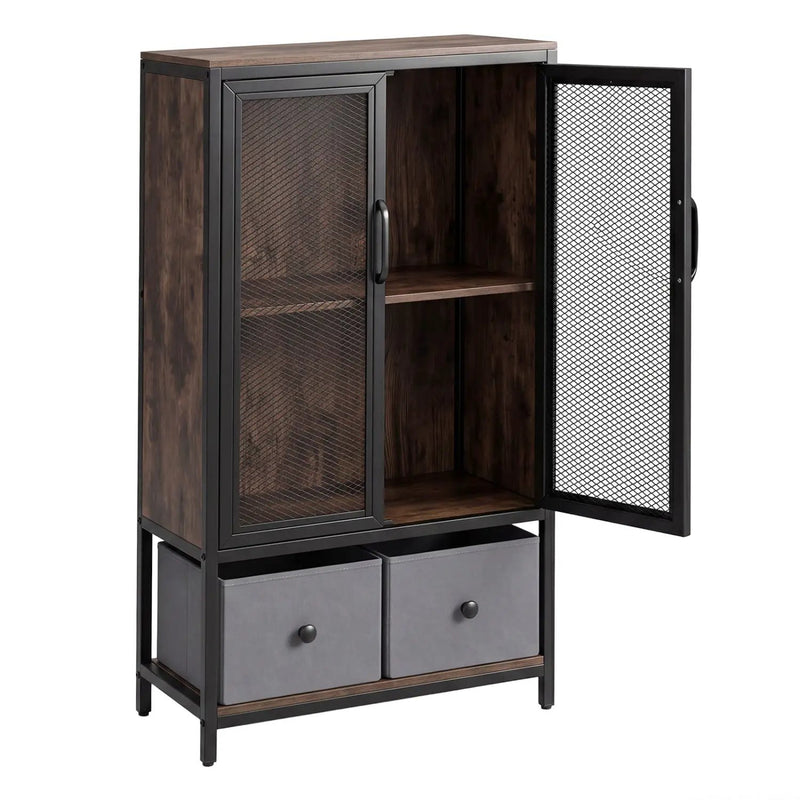 Industrial Coffee Bar Cabinet with 2-Tier Storage Compartment by DirectDeals