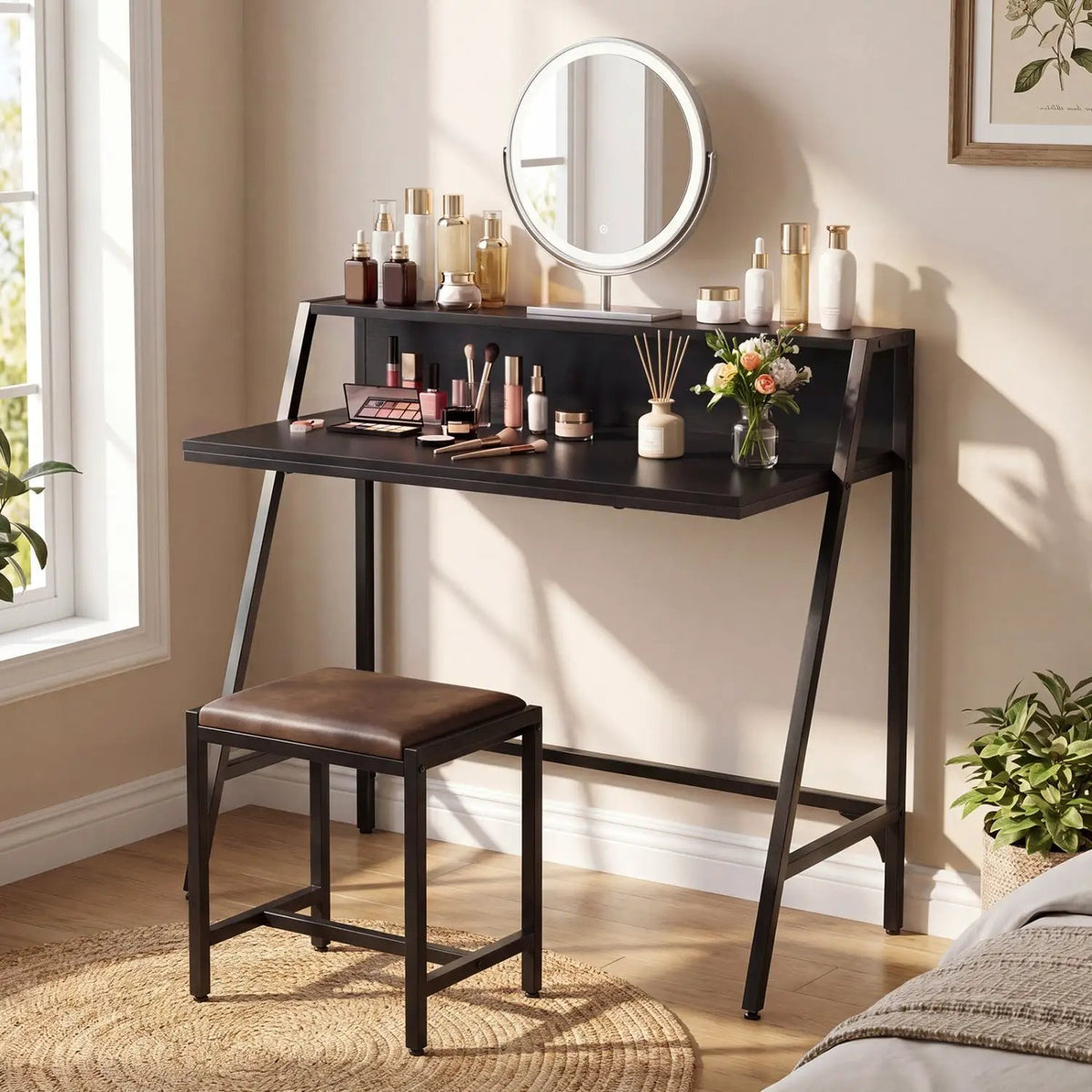 31.5" Industrial Desk with Raised Shelf Metal Frame, photo 3 of 16