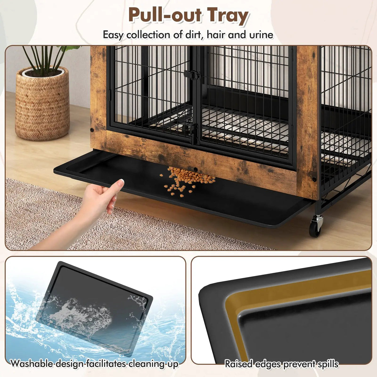 Industrial Dog Kennel Dog Crate Furniture with Storage Shelves, packed in its shipping crate 8
