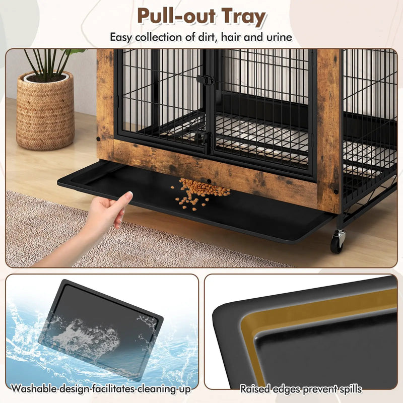 Industrial Dog Kennel Dog Crate Furniture with Storage Shelves by DirectDeals