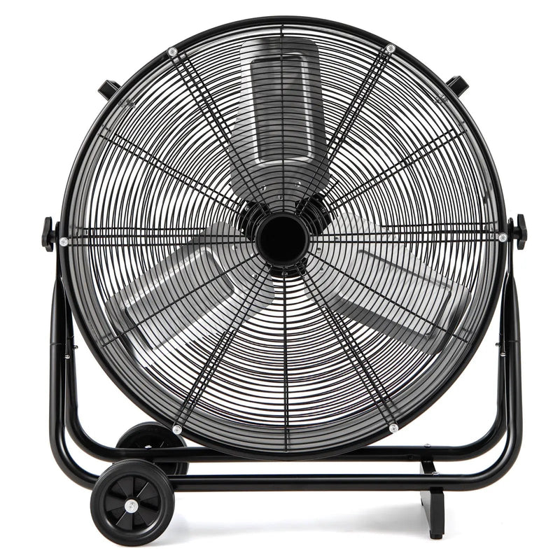 Industrial Drum Fan with 2 Wheels and 360-Degree Adjustable Tilt-Black by DirectDeals