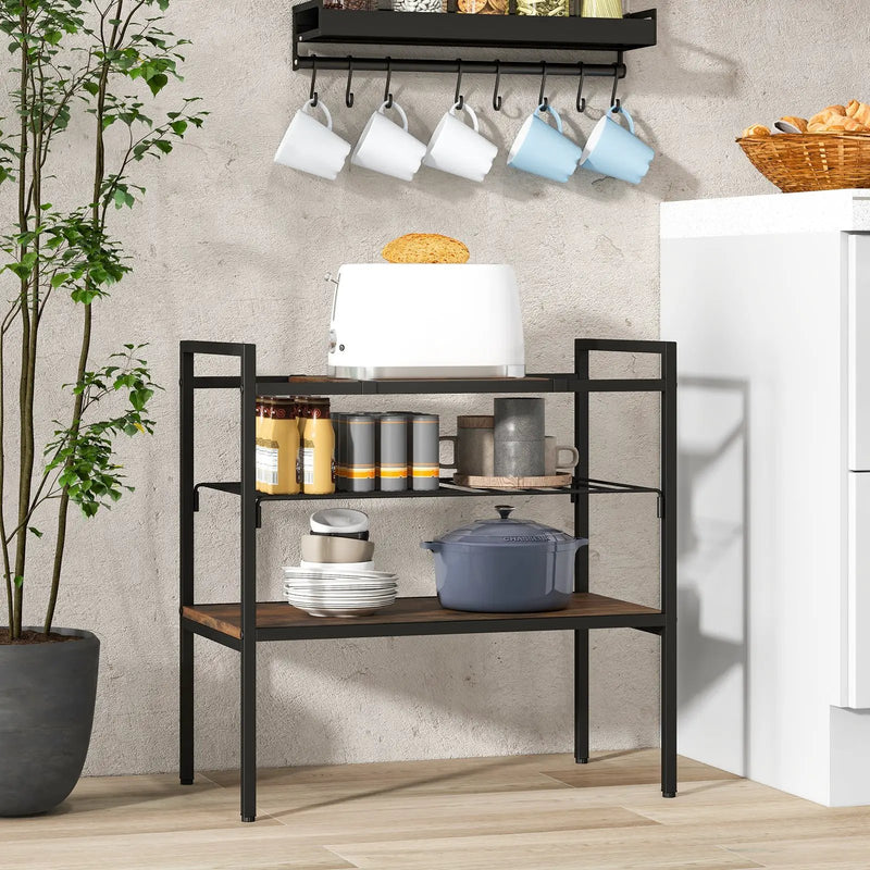 Industrial Entryway Table with Removable Panel and Mesh Shelf by DirectDeals