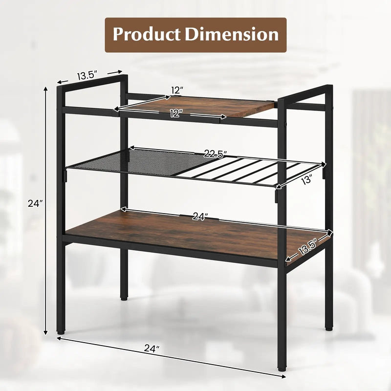 Industrial Entryway Table with Removable Panel and Mesh Shelf by DirectDeals