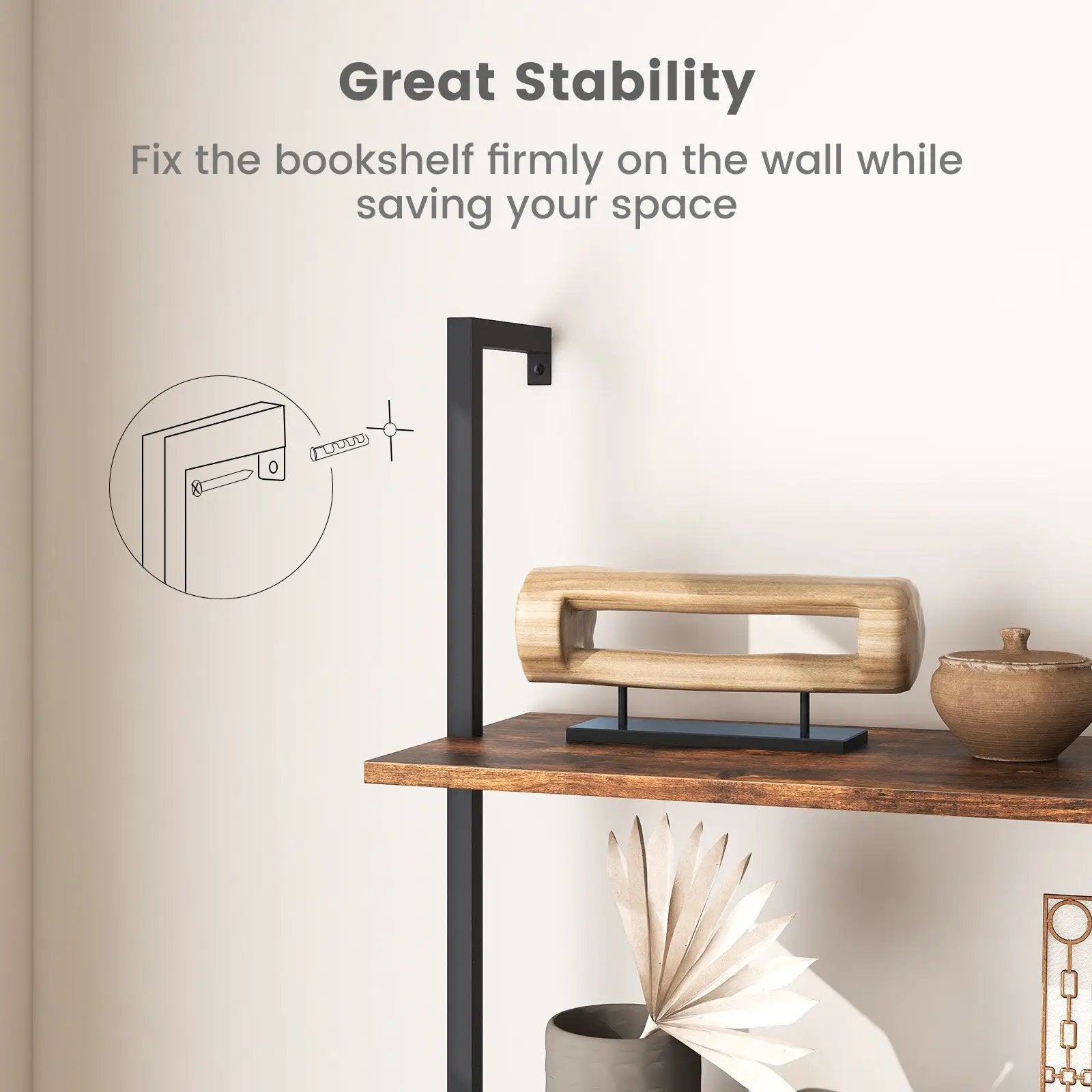4-Tier Industrial Ladder Bookshelf with Metal Frame-Coffee by DirectDeals