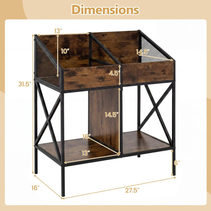 Industrial Vinyl Record Storage Rack with Metal Frame by DirectDeals