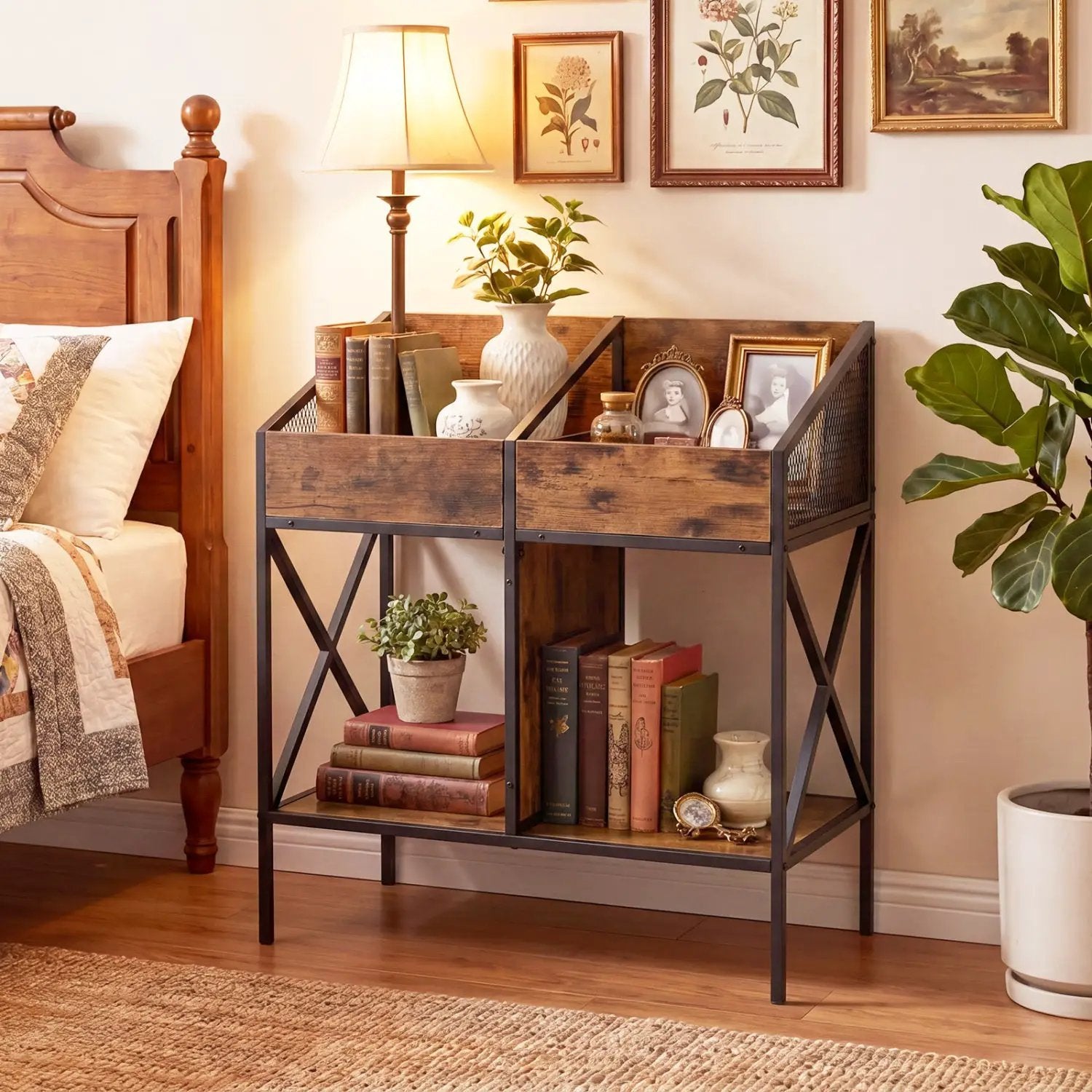 Industrial Vinyl Record Storage Rack with Metal Frame by DirectDeals