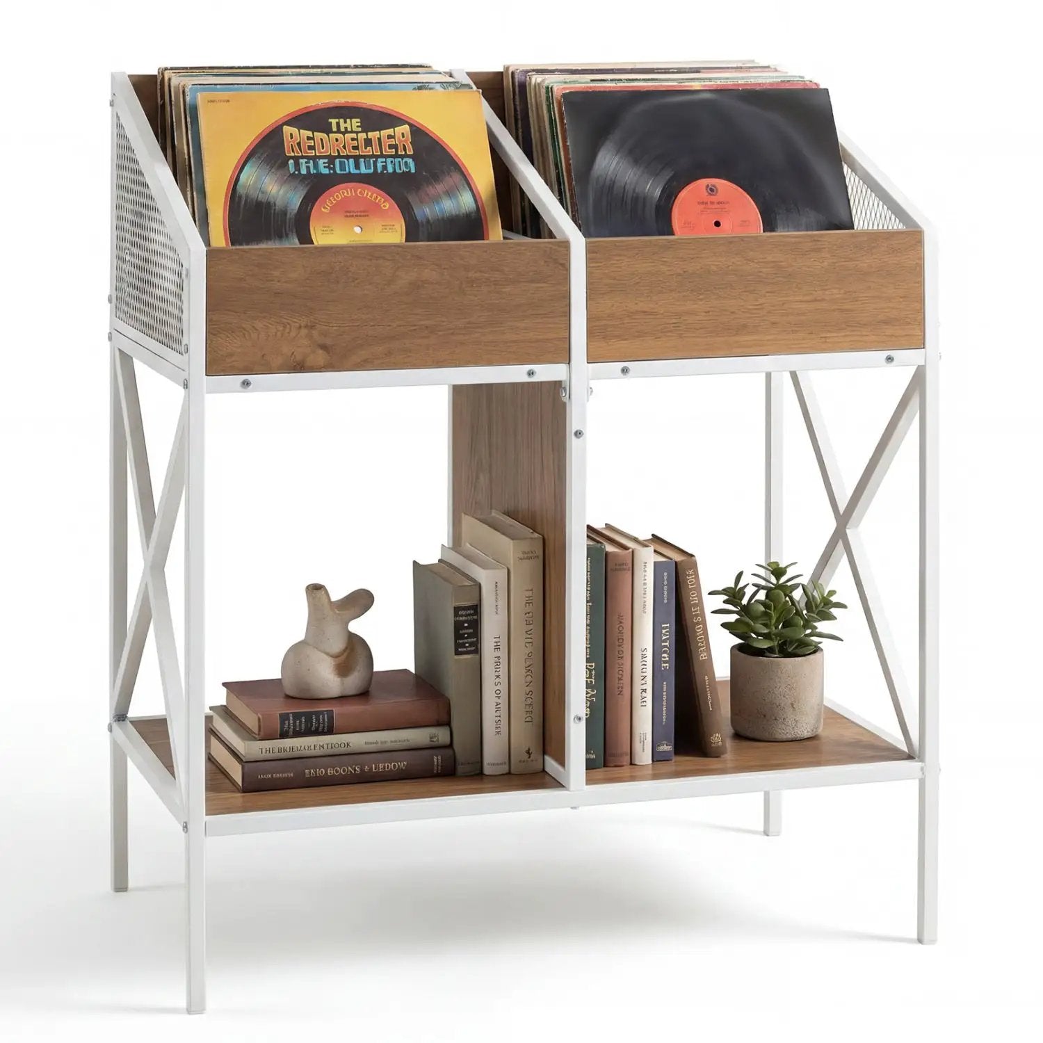 Industrial Vinyl Record Storage Rack with Metal Frame by DirectDeals
