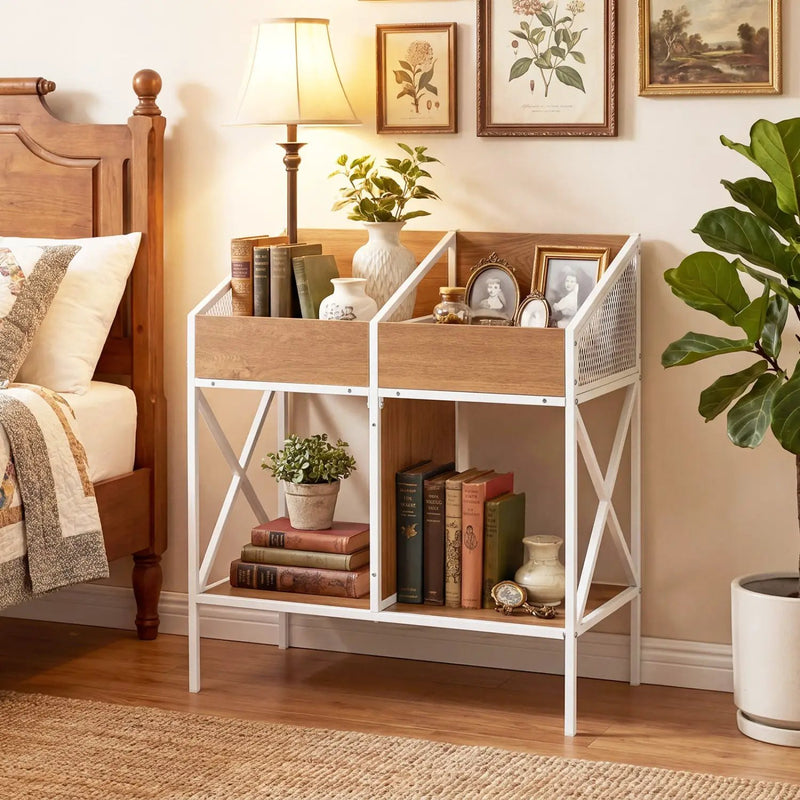Industrial Vinyl Record Storage Rack with Metal Frame by DirectDeals