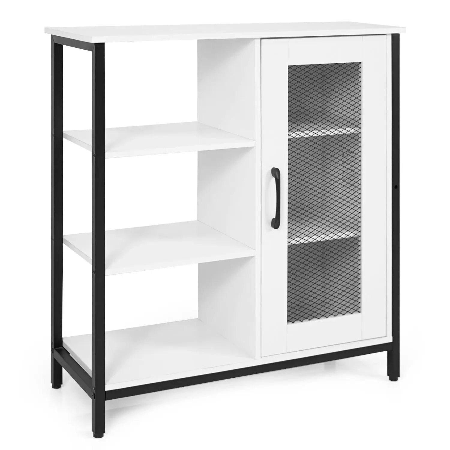Industrial Side Cabinet with Metal Mesh Door & 3 Shelves by DirectDeals