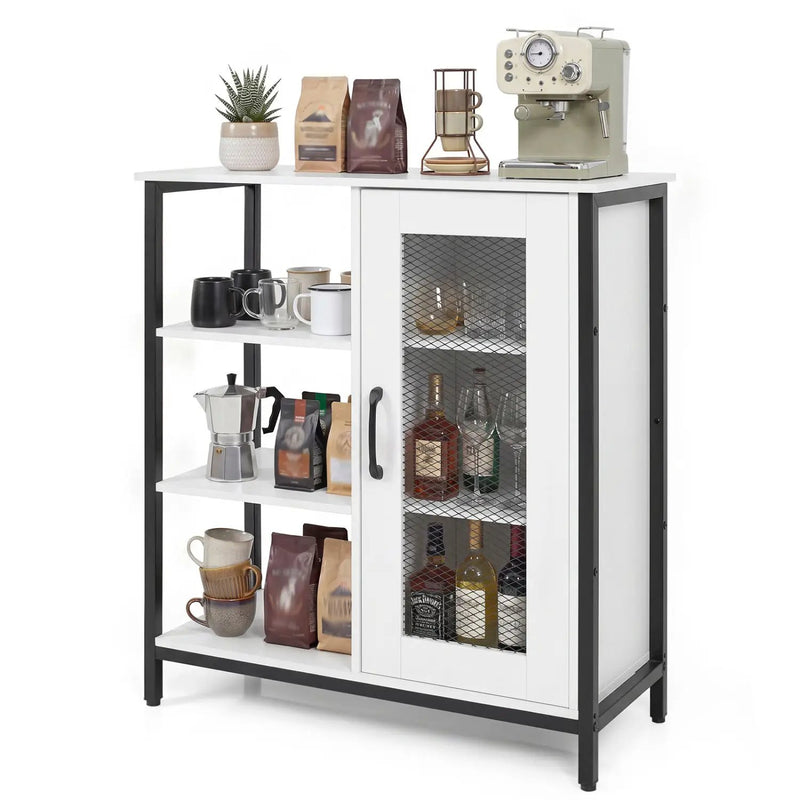 Industrial Side Cabinet with Metal Mesh Door & 3 Shelves by DirectDeals