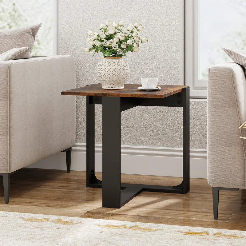 Industrial Sofa End Table with Metal Frame by DirectDeals