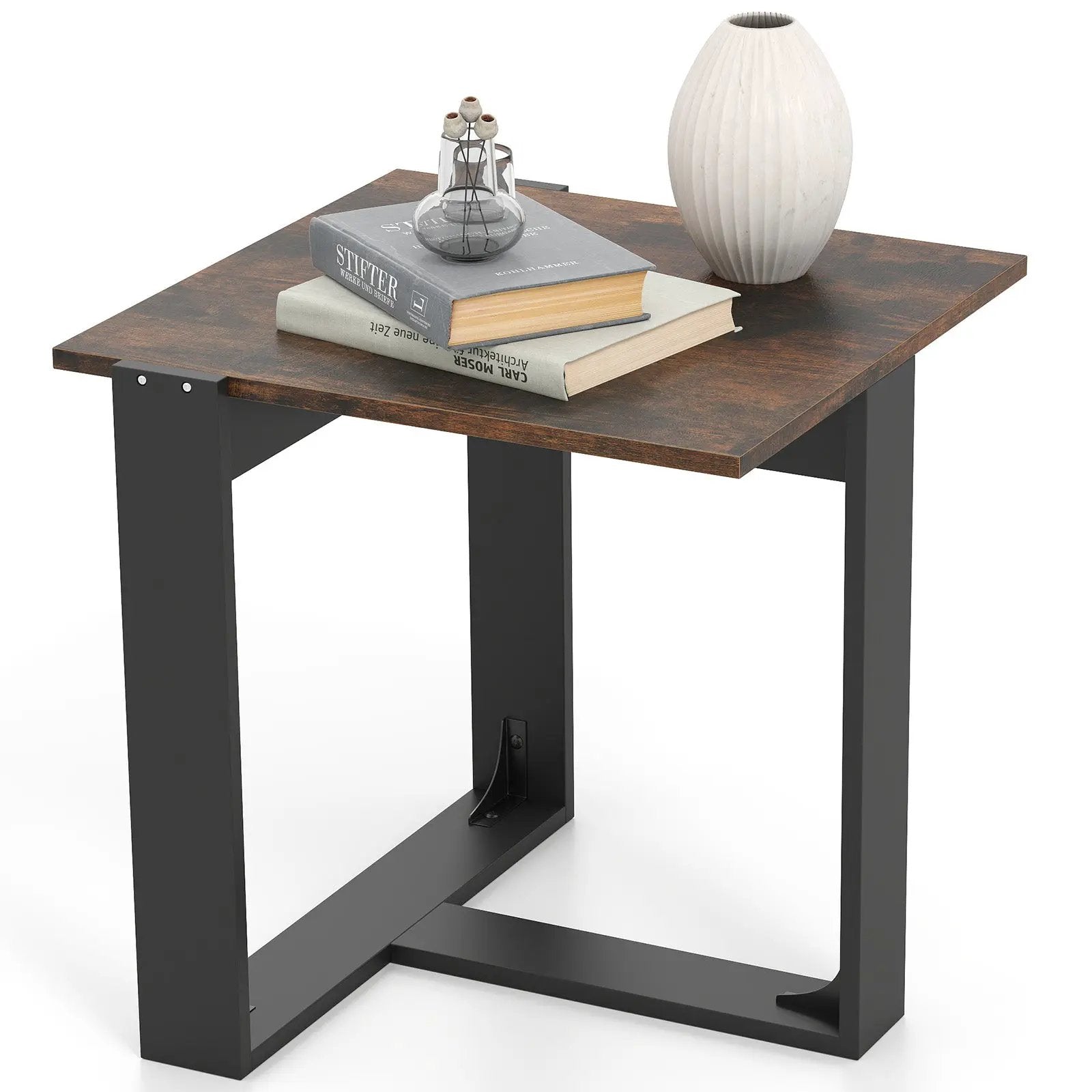 Industrial Sofa End Table with Metal Frame by DirectDeals