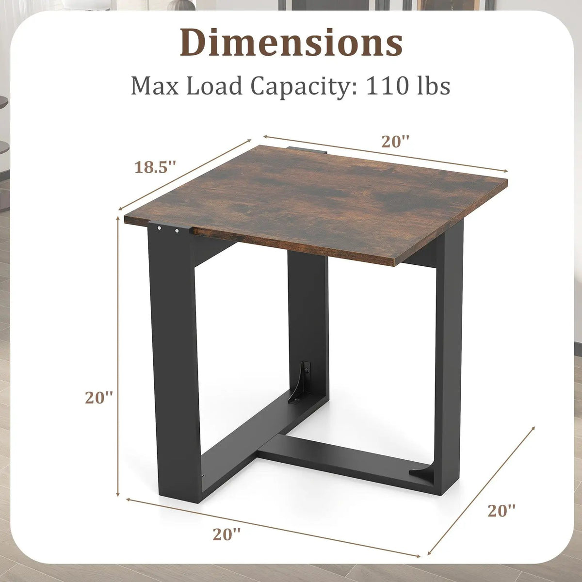 Industrial Sofa End Table with Metal Frame, photo 9 of 16