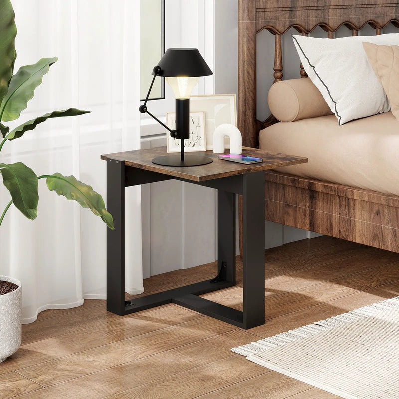 Industrial Sofa End Table with Metal Frame by DirectDeals