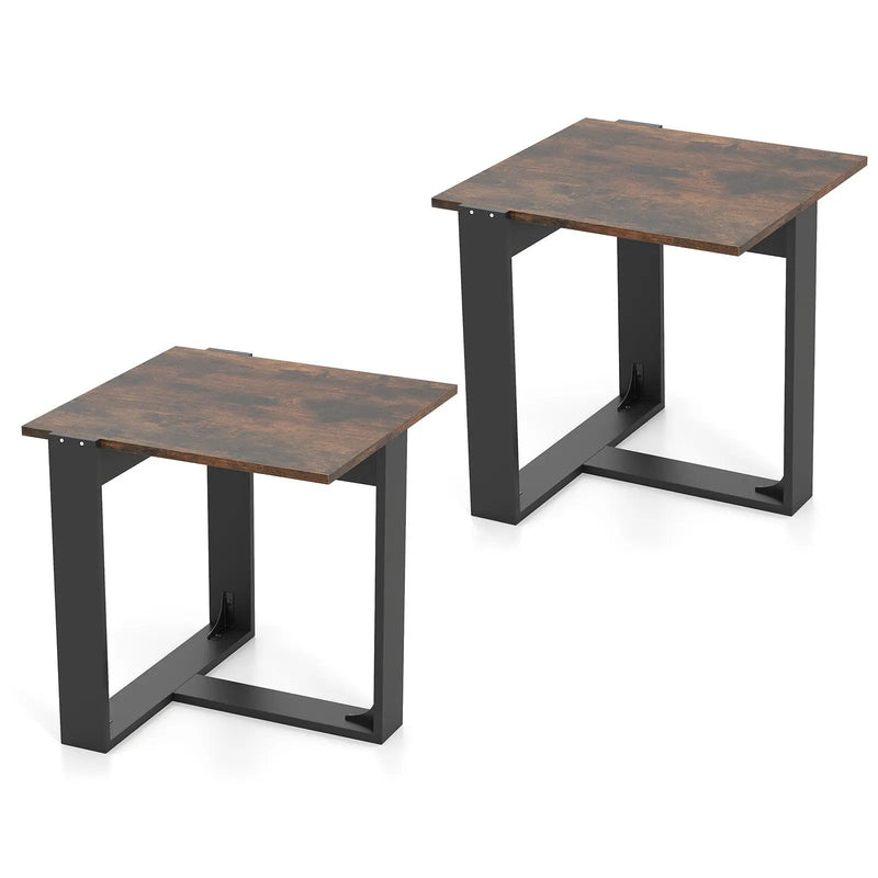 Industrial Sofa End Table with Metal Frame by DirectDeals