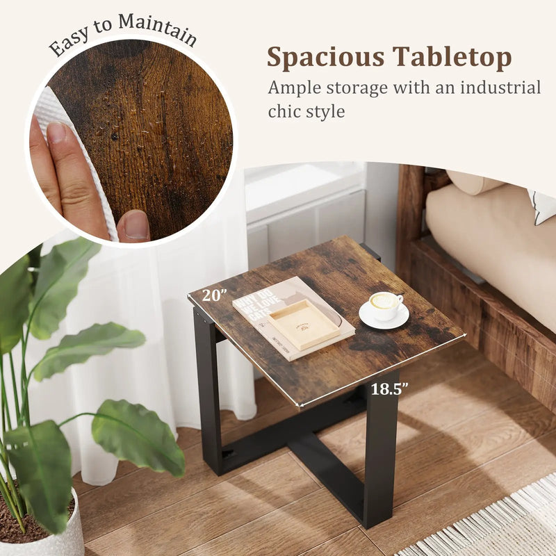 Industrial Sofa End Table with Metal Frame by DirectDeals