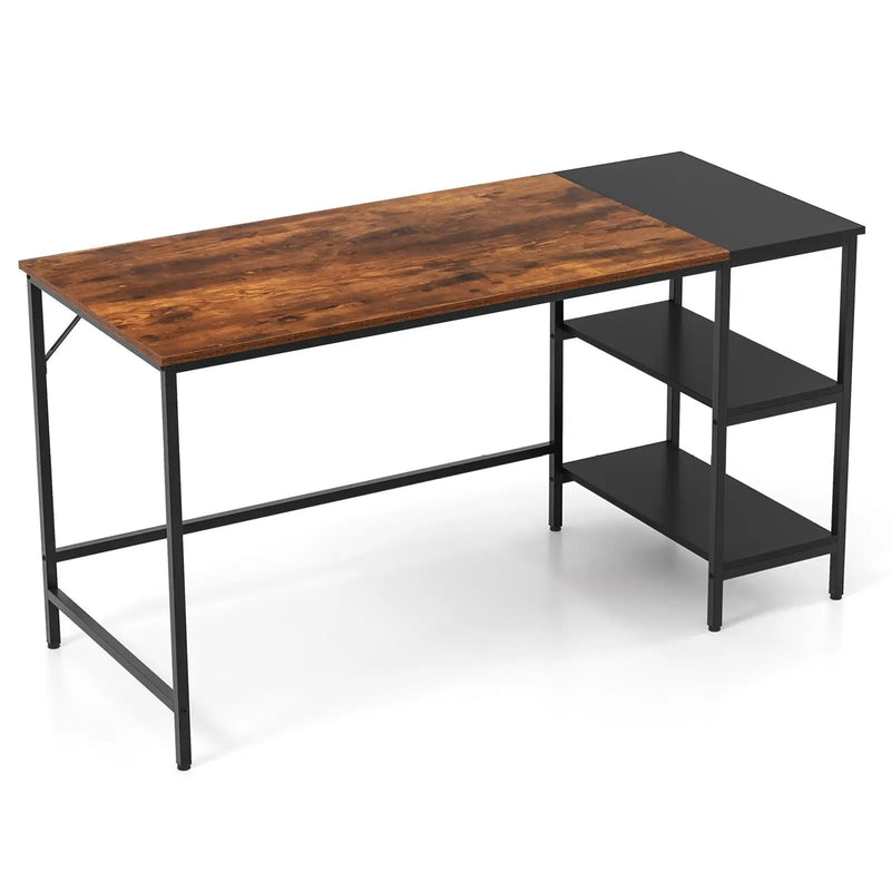 55 Inch Modern Industrial Style Study Writing Desk with 2 Storage Shelves by DirectDeals