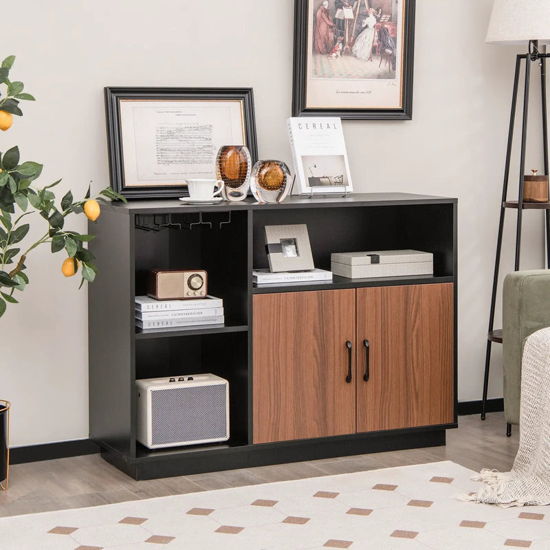 Industrial Sideboard Cabinet with Removable Wine Rack and Glass Holder by DirectDeals