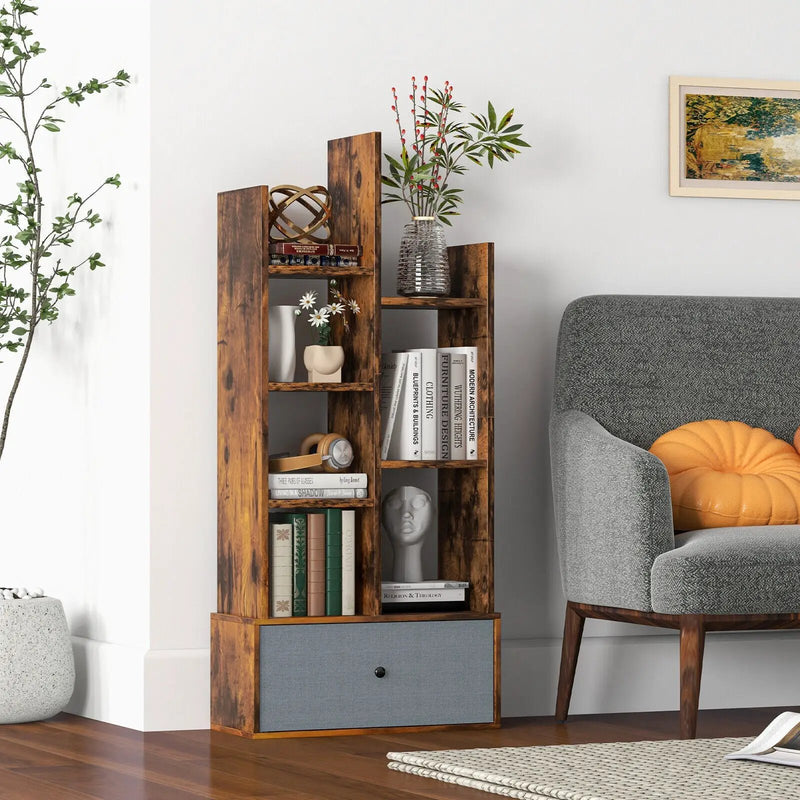 7-Tier Open-Back Bookshelf with Drawer by DirectDeals
