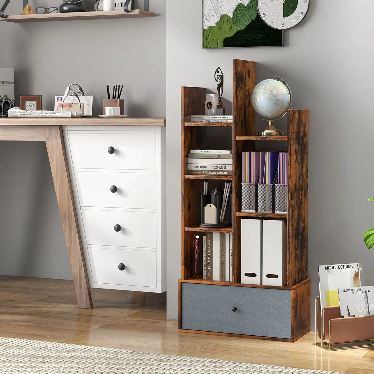 7-Tier Open-Back Bookshelf with Drawer, photo 13 of 16