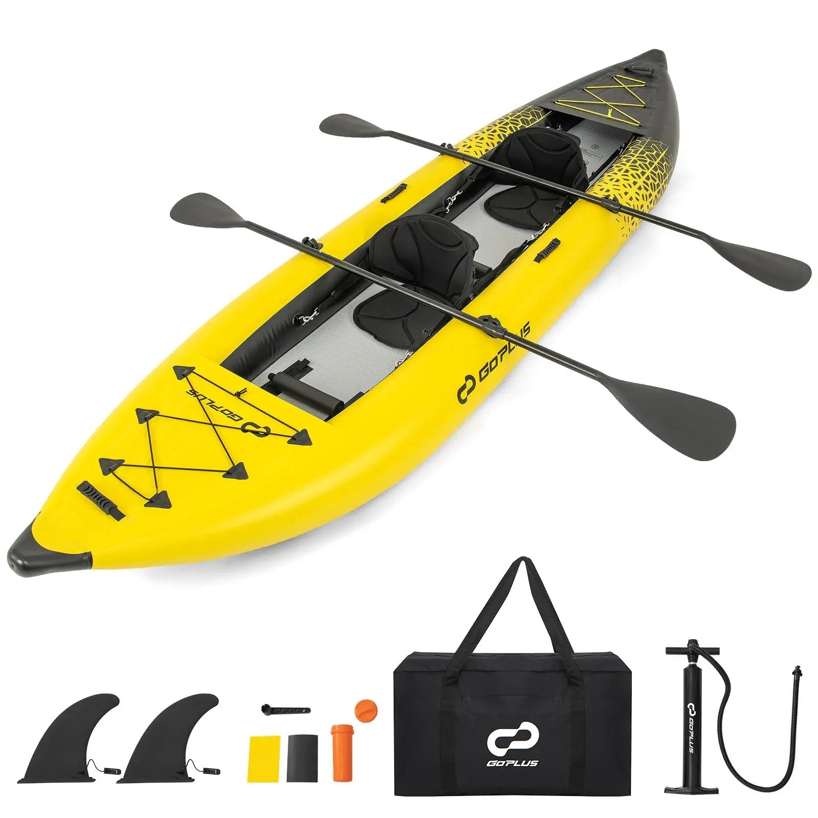 Inflatable 2-person Kayak Set with Aluminium Oars and Repair Kit by DirectDeals