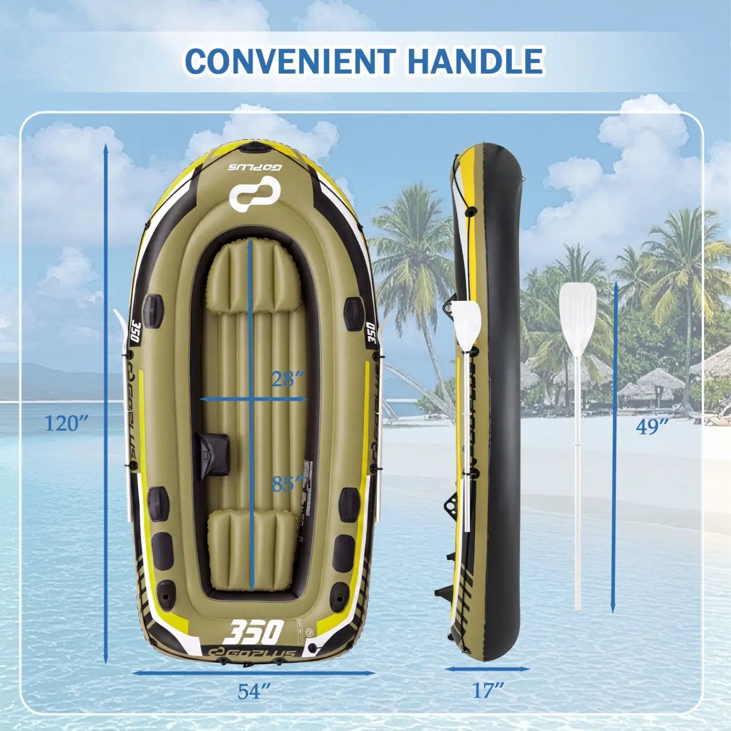 4-Person Inflatable Fishing Boat with Oars and Pump by DirectDeals