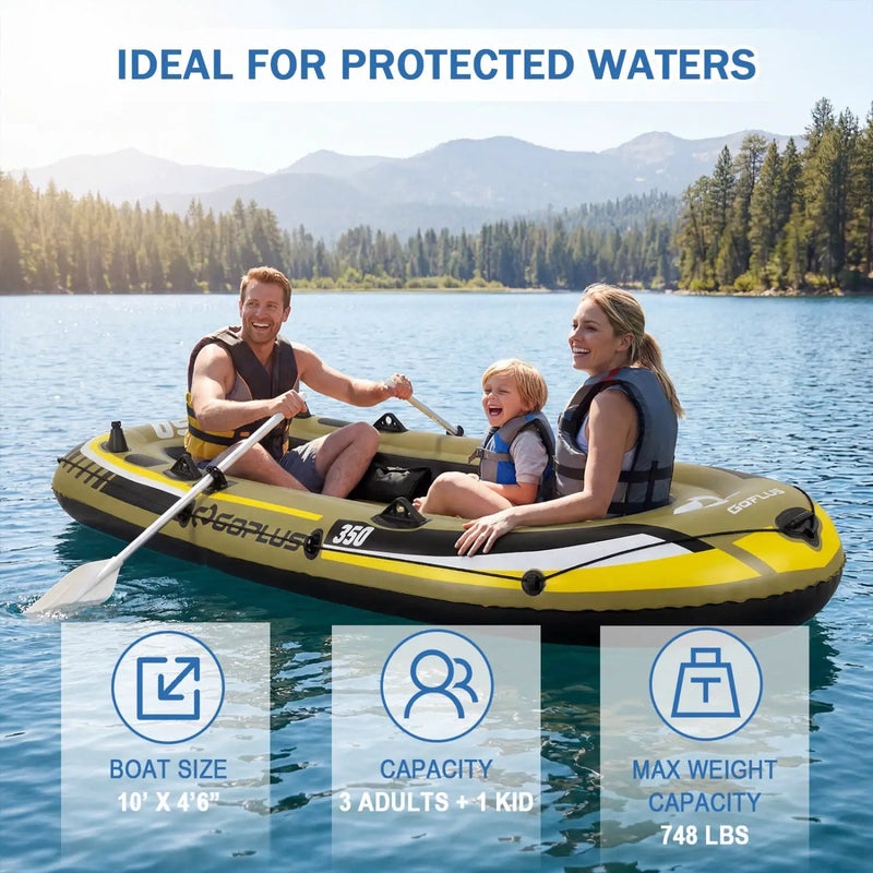 4-Person Inflatable Fishing Boat with Oars and Pump by DirectDeals
