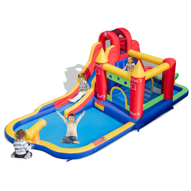9-in-1 Inflatable Bounce Castle with Water Slide and Splash Pool without Blower by DirectDeals