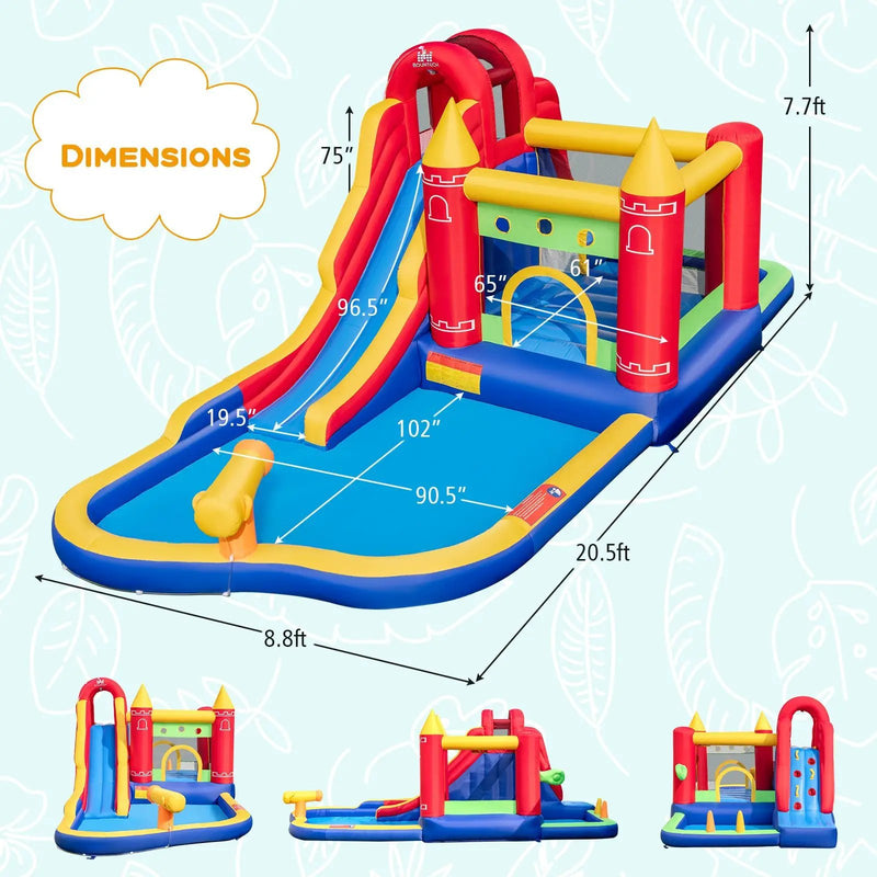 9-in-1 Inflatable Bounce Castle with Water Slide and Splash Pool without Blower by DirectDeals
