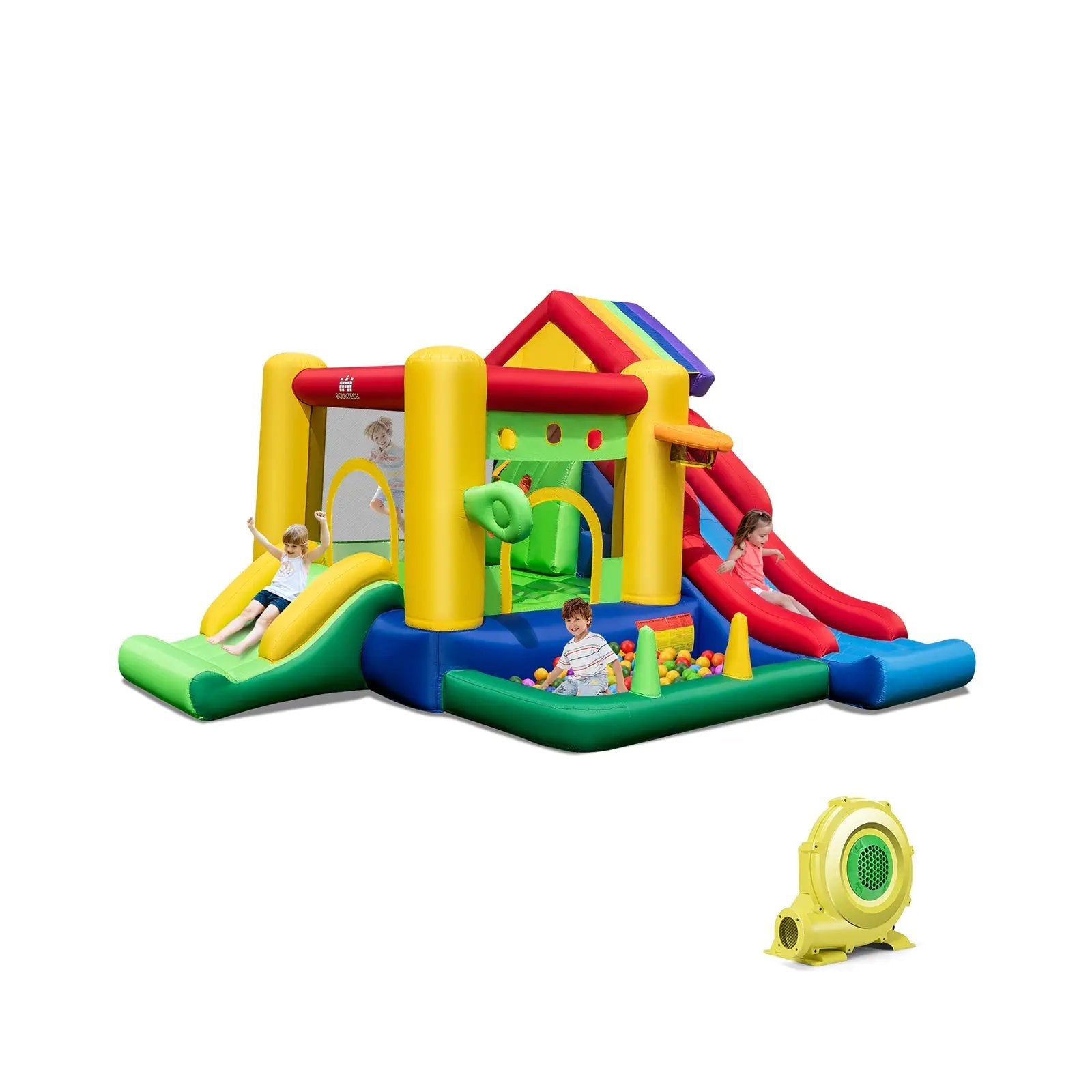 Inflatable Bounce Castle with Double Slides and 735W Blower by DirectDeals