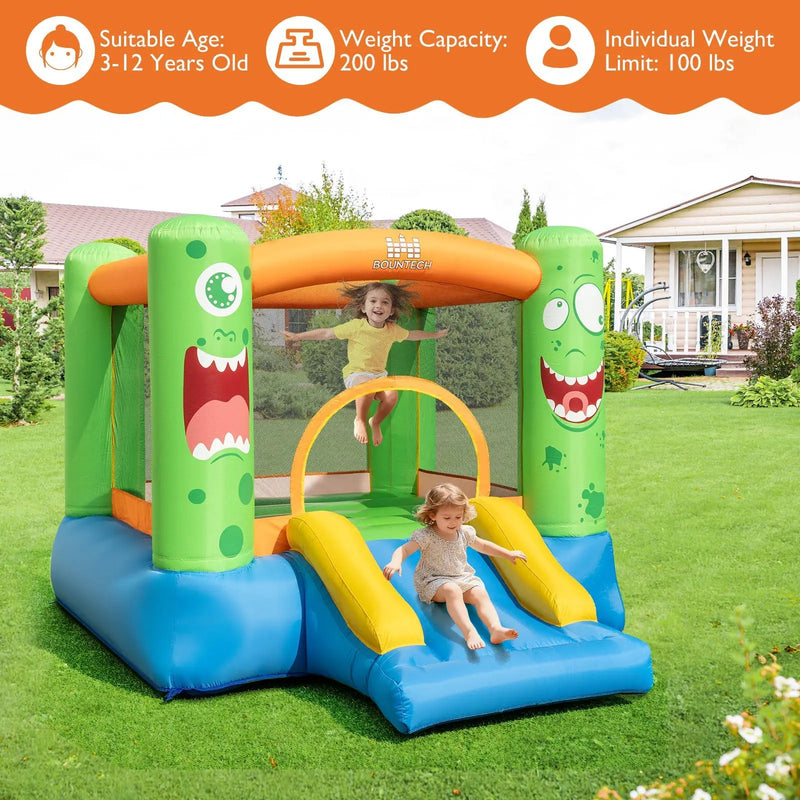 Inflatable Bounce House Monster Themed Bouncy Castle with Large Jumping Area and Slide 550W Blower Included by DirectDeals