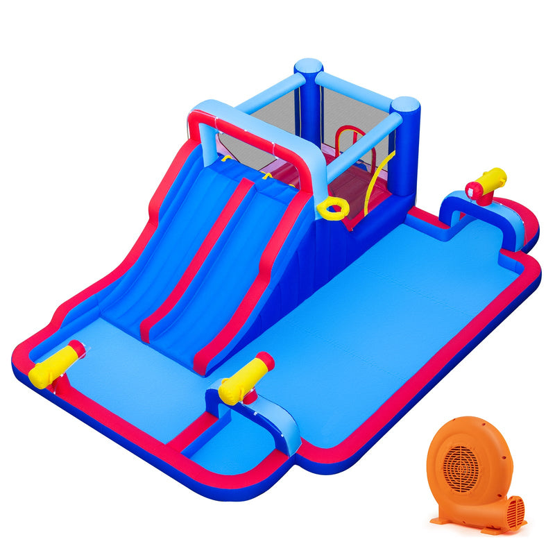 Inflatable Bounce House with 2 Water Slides and 3 Water Cannons With 680W Blower by DirectDeals