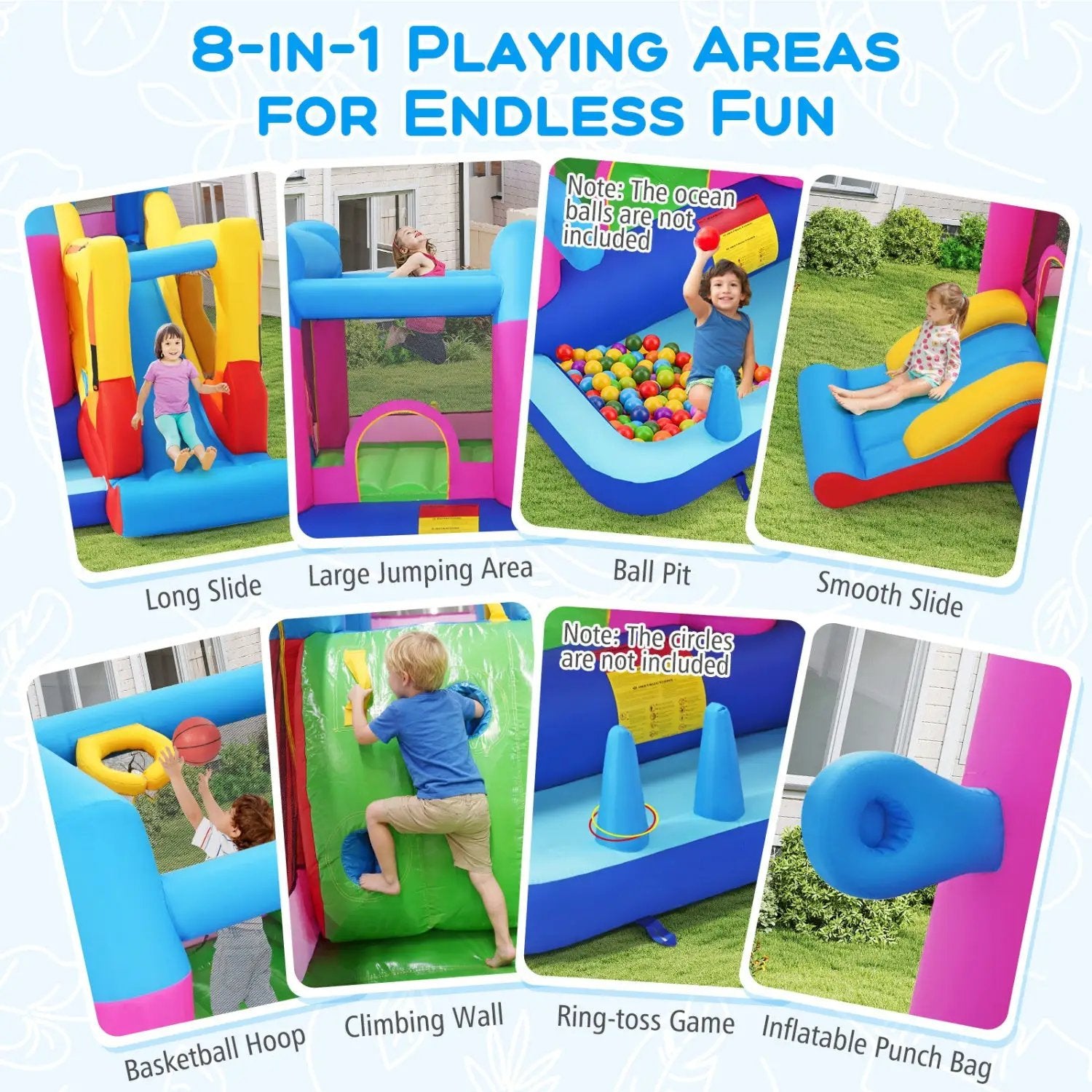 Inflatable Bounce House 8-in-1 Excavator Theme with Blower by DirectDeals