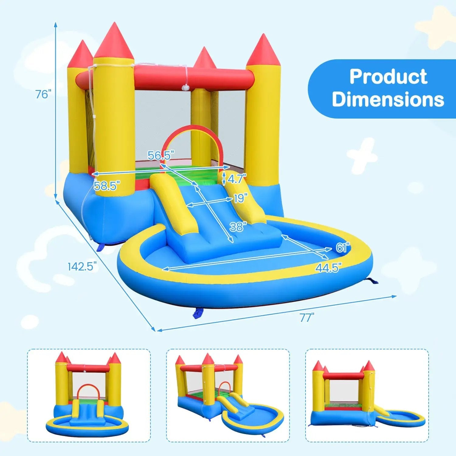 Inflatable Bounce House with Water Slide and 370W Blower by DirectDeals