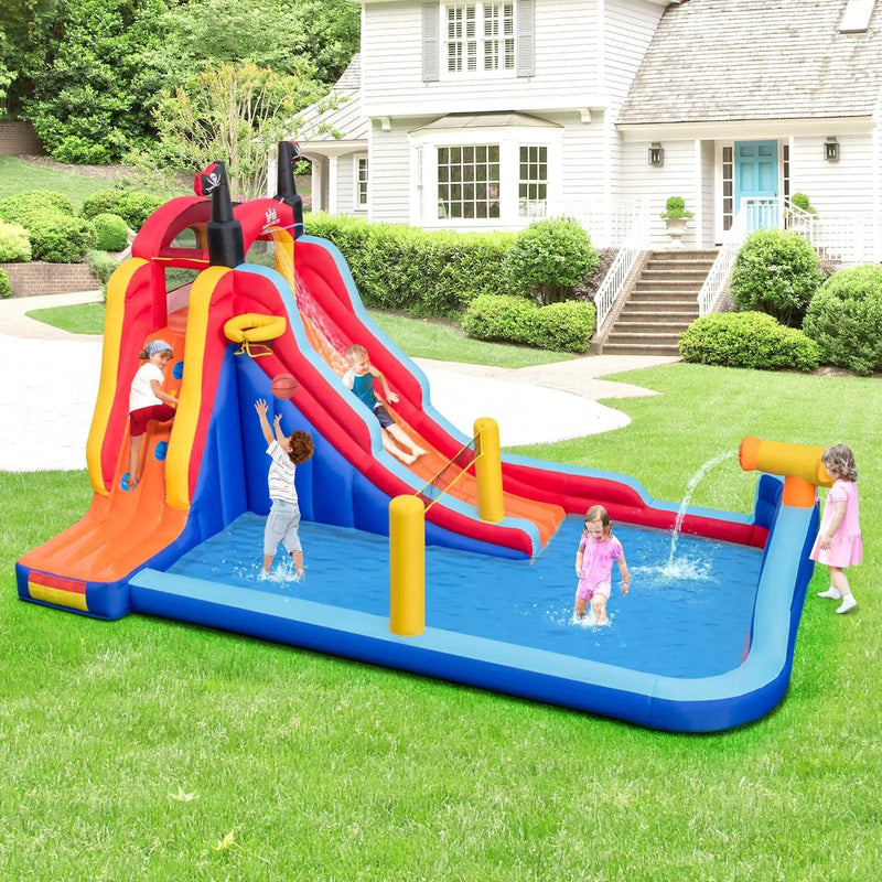 5-in-1 Inflatable Bounce House with 2 Water Slides and Large Splash Pool With 950W Blower by DirectDeals