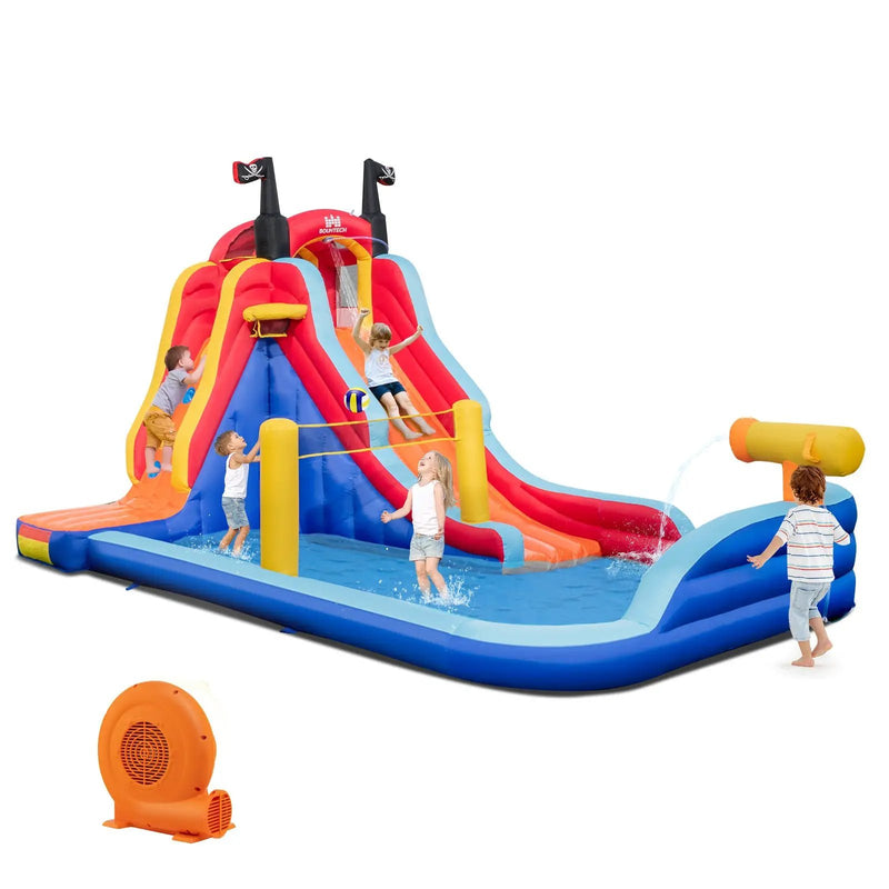 5-in-1 Inflatable Bounce House with 2 Water Slides and Large Splash Pool With 680W Blower by DirectDeals
